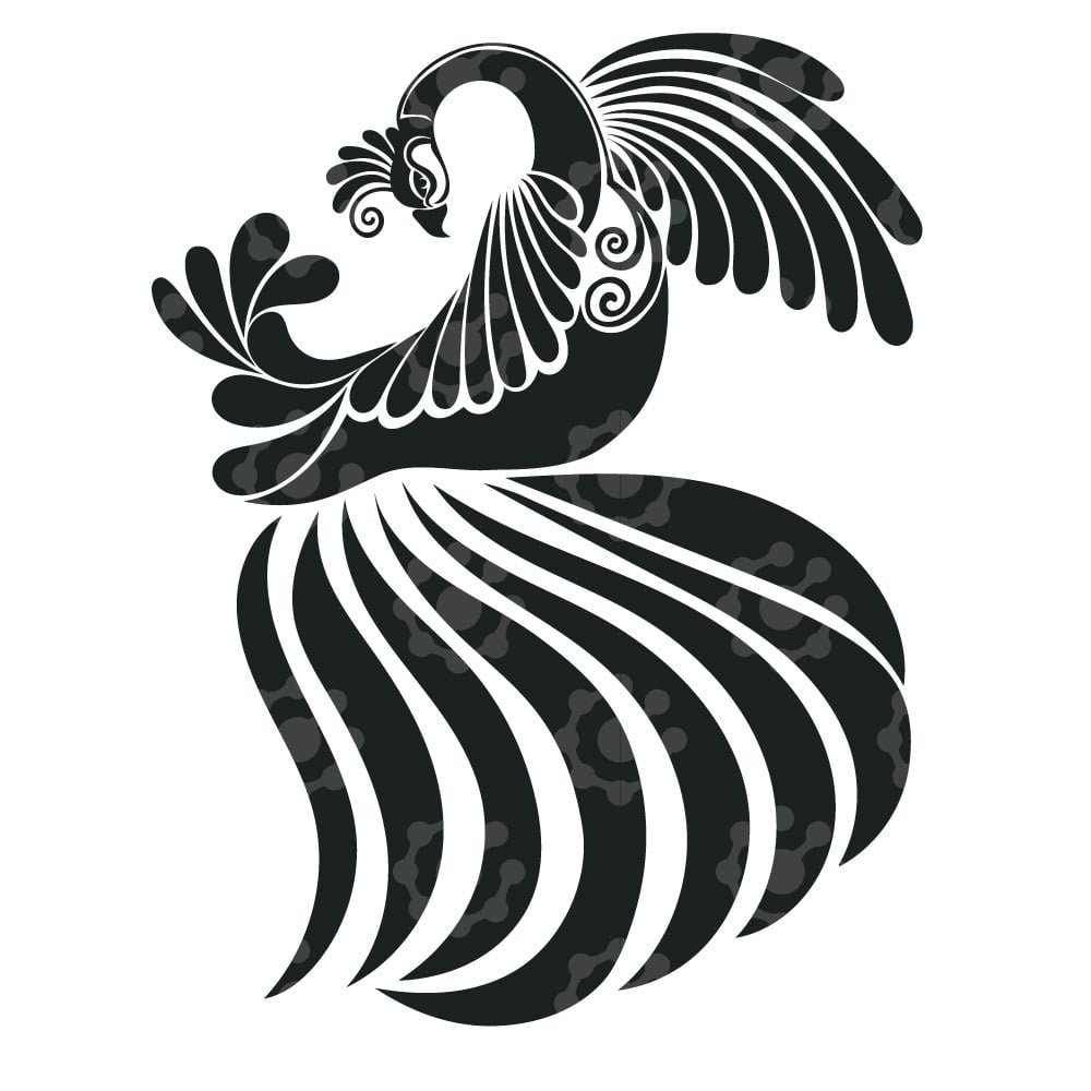 Peacock Stencil Design Black