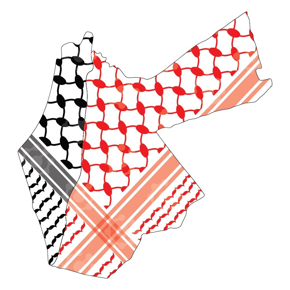 The Palestinian And Jordanian Keffiyehs Together In The Form Of A Map Of The Two Countries. - Image 3