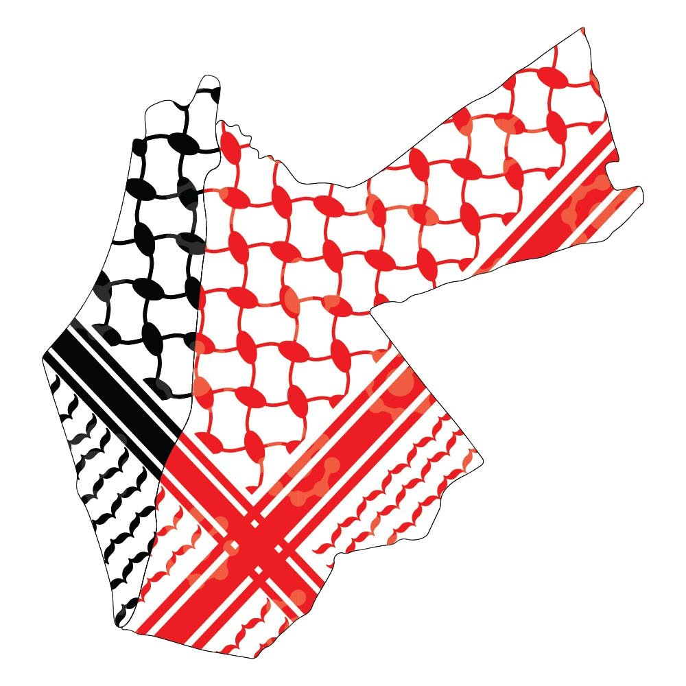 The Palestinian And Jordanian Keffiyehs Together In The Form Of A Map Of The Two Countries. - Image 2