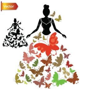 Butterfly Dress Silhouette Vector – Elegant Woman Design