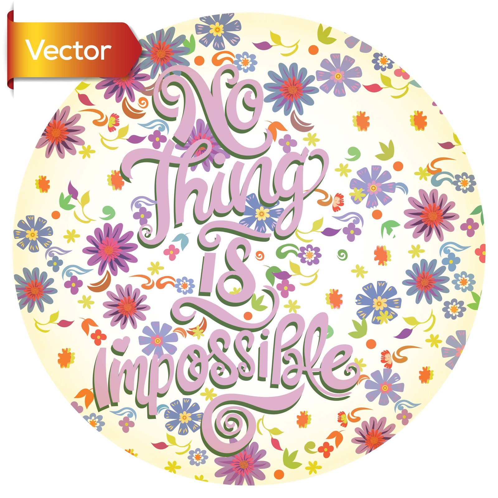 No Thing is Impossible – Floral Motivational Quote
