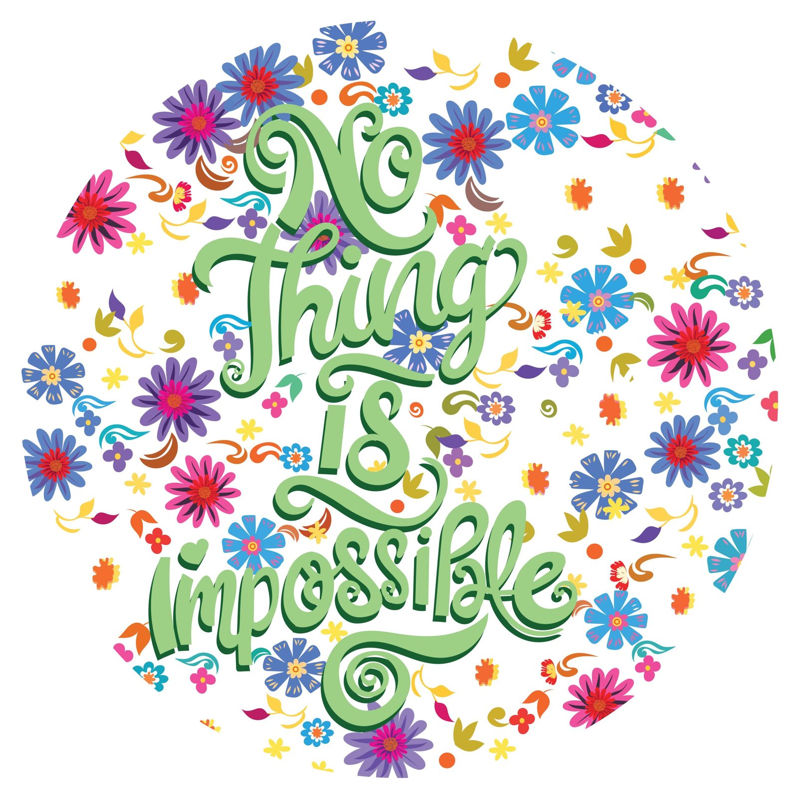 No Thing is Impossible – Floral Motivational Quote - Image 2