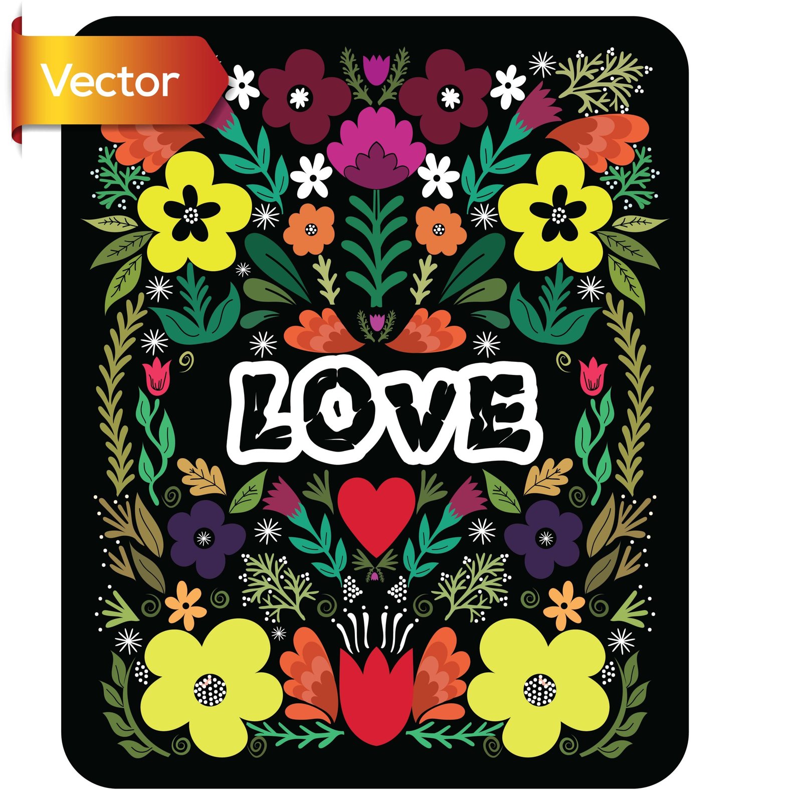Colorful Floral Frame Vector