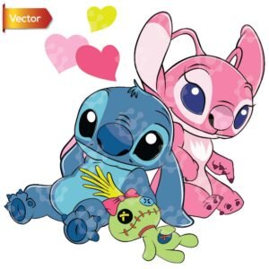 Adorable Stitch and Angel with thier doll