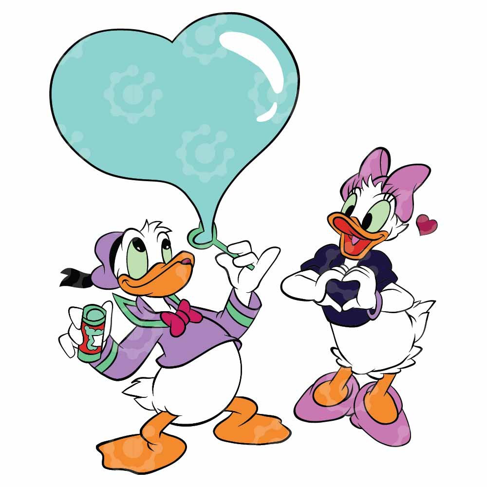 Romantic Duck Duo with Heart Bubble