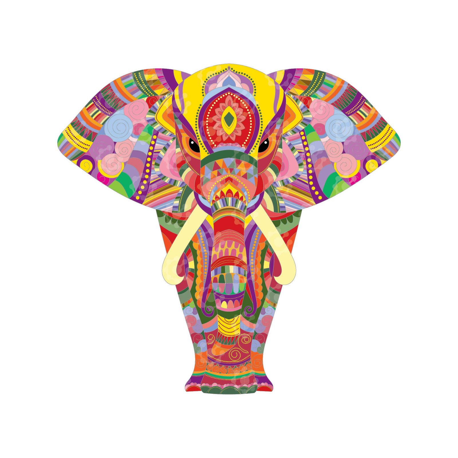 Mandala Elephant Head Colorful Design for Wall Art, Print, Crafts and CNC Engraving. .