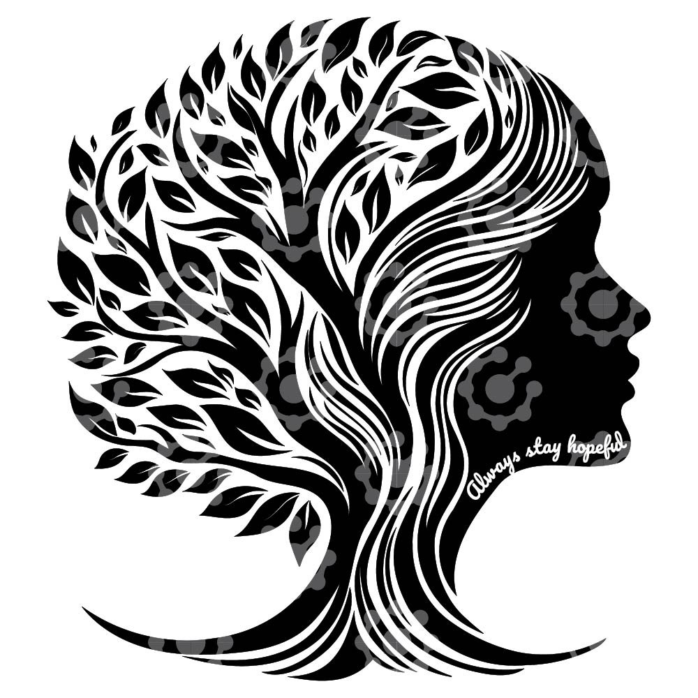 Nature-Inspired Woman Profile Vector Design.