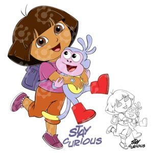 Dora and Boots Hug Illustration