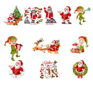 Christmas Santa Claus & Elf Cartoon Vector Set