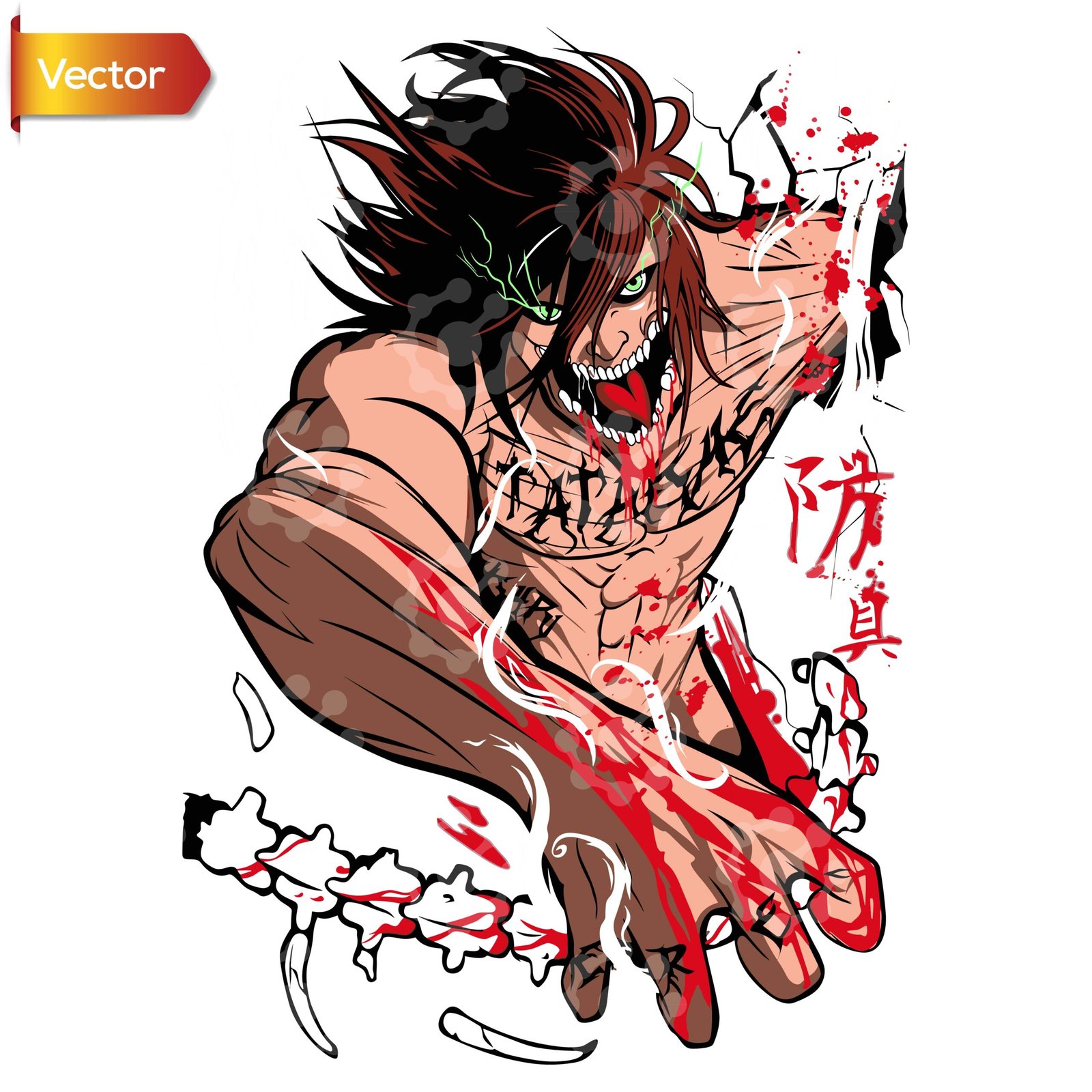 Eren Titan Rage Vector Art