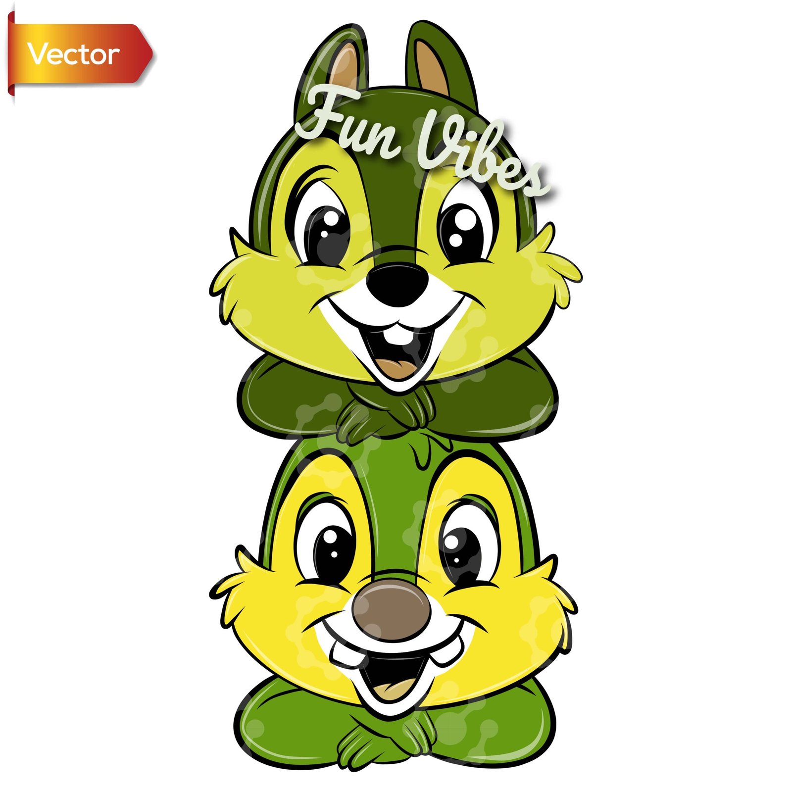 Cute Chip and Dale Cartoon Duo Vector