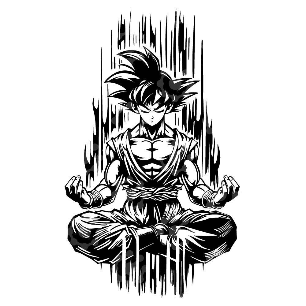Goku Meditation Silhouette | Dragon Warrior Vector - Image 2