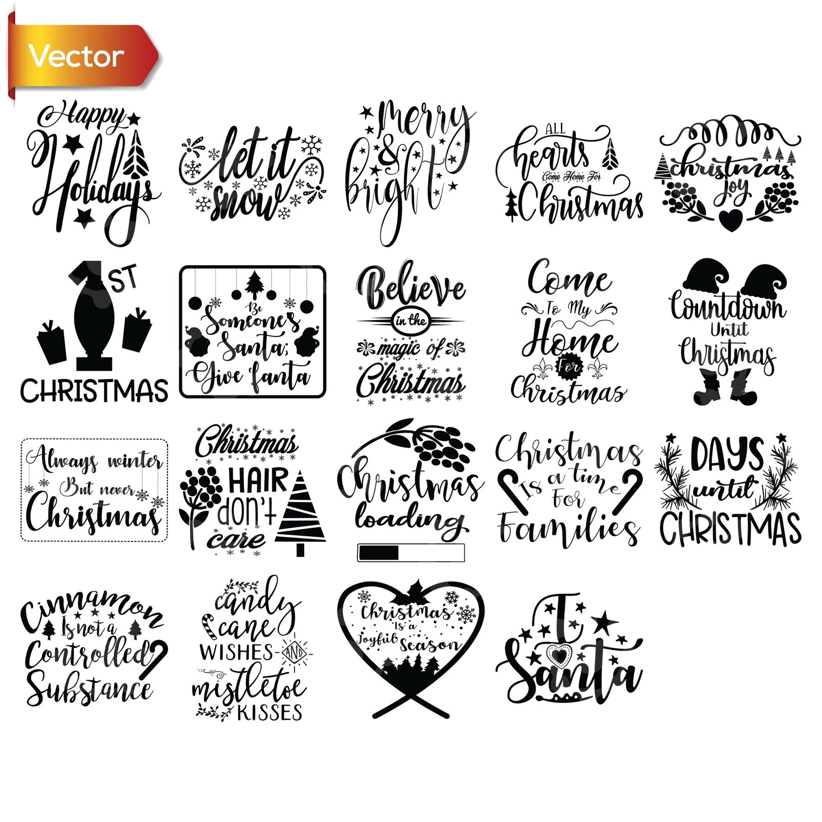 Christmas Quotes & Holiday Lettering Bundle | SVG Cut Files