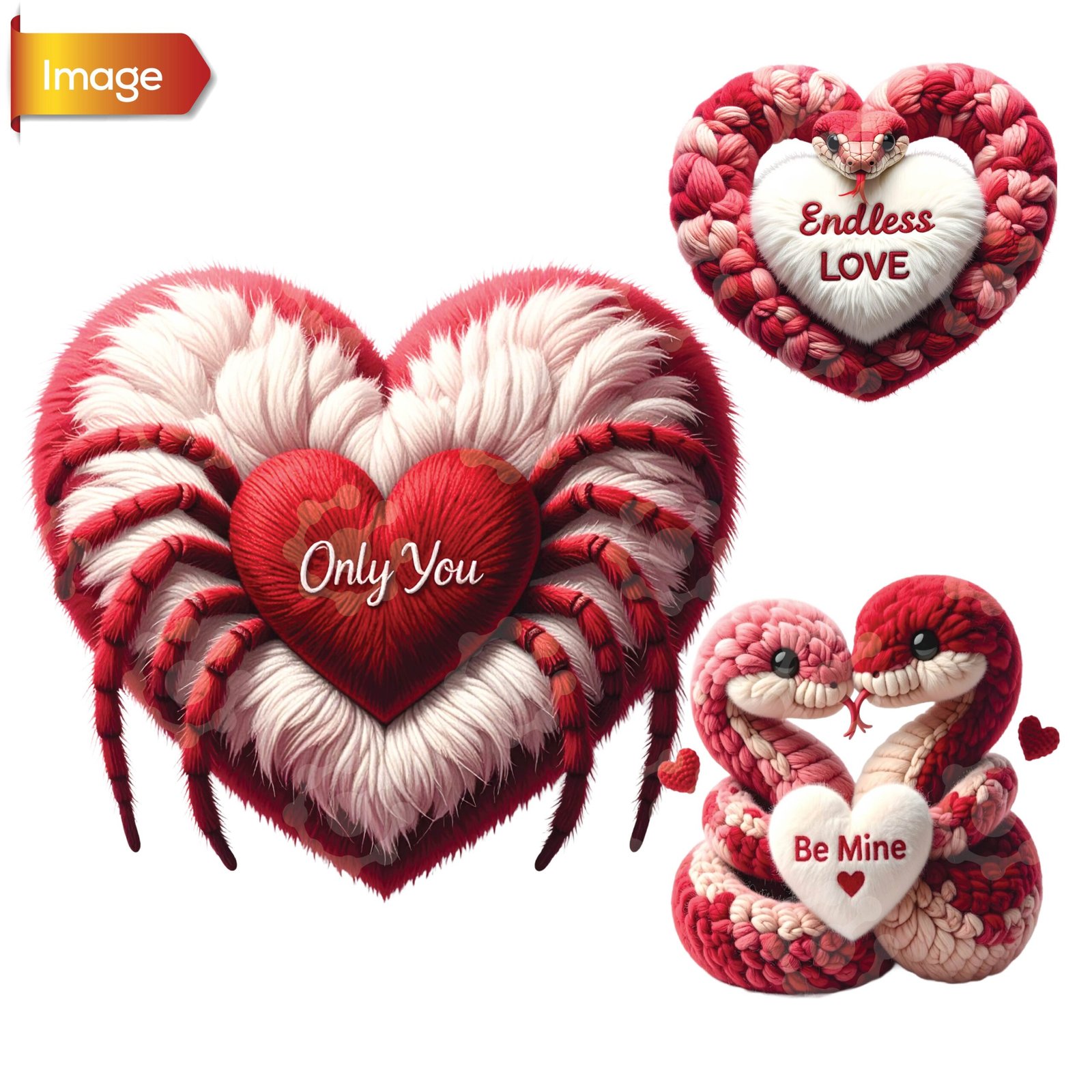 Kawaii Spider , Snake Heart Valentine