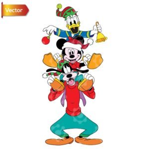 Festive Cartoon Friends Christmas Vector