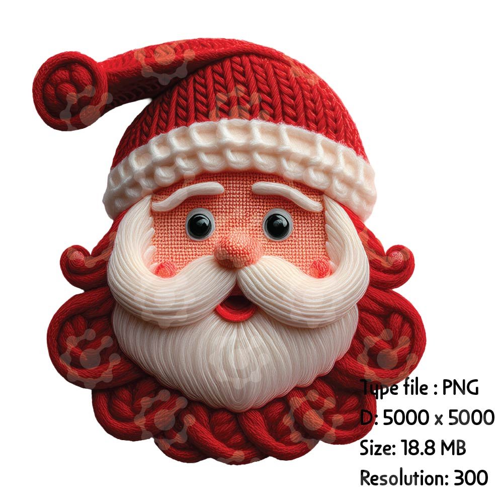 Knitted Santa Faces PNG - Image 2