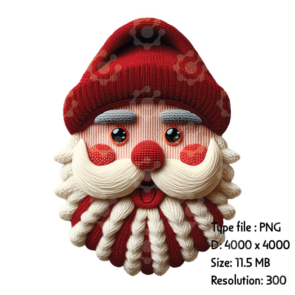 Knitted Santa Faces PNG - Image 3