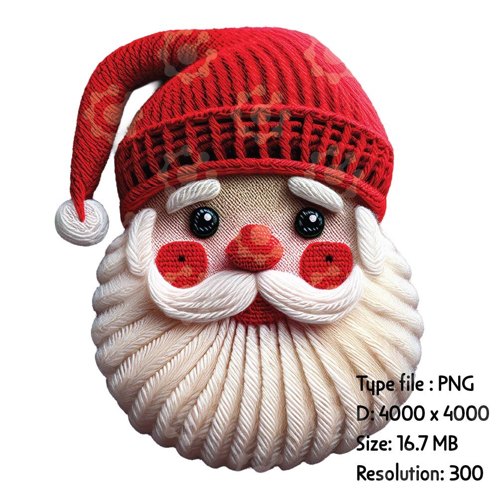 Knitted Santa Faces PNG - Image 4