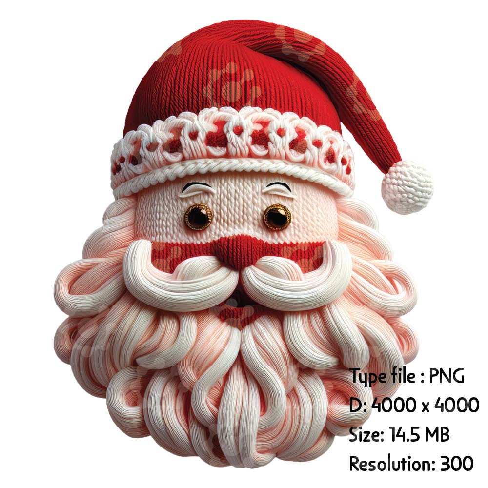 Knitted Santa Faces PNG - Image 5