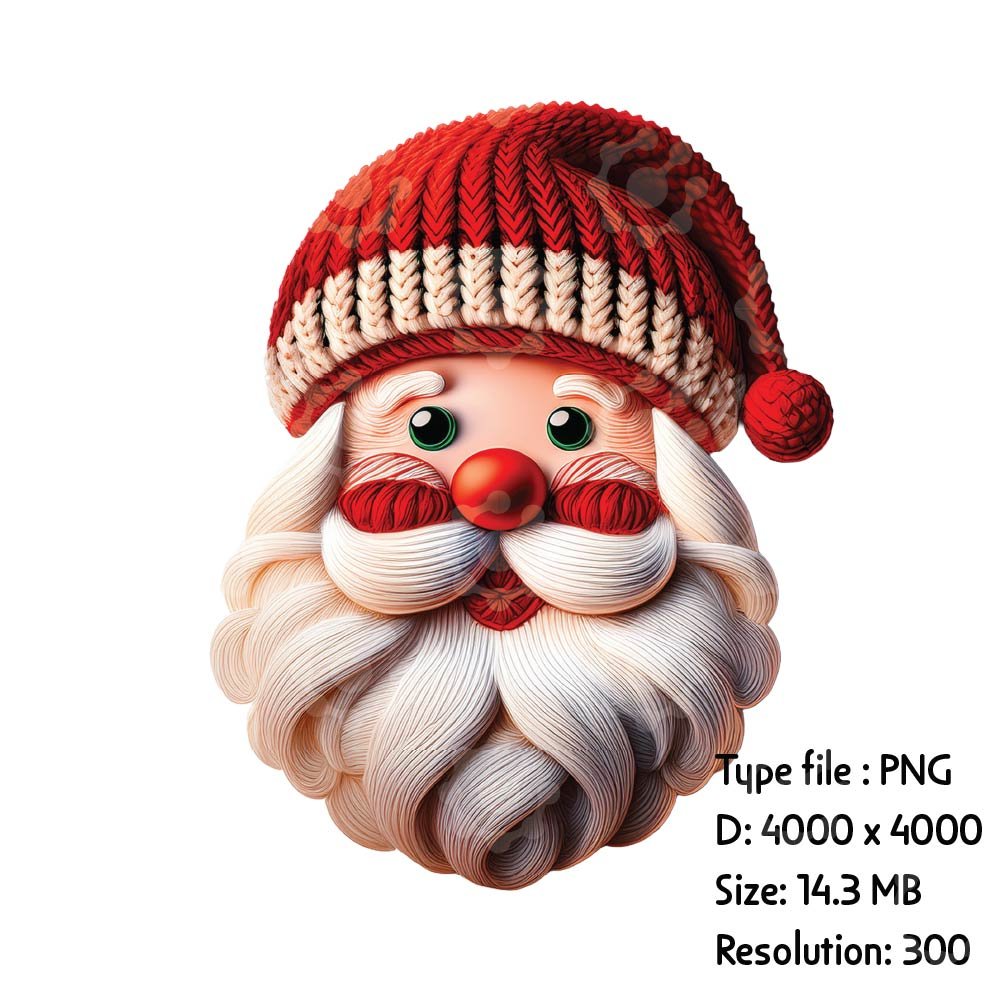 Knitted Santa Faces PNG - Image 6