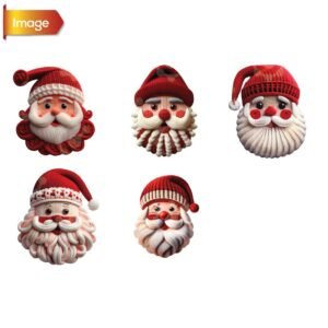 Knitted Santa Faces PNG