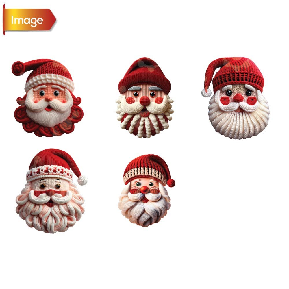 Knitted Santa Faces PNG