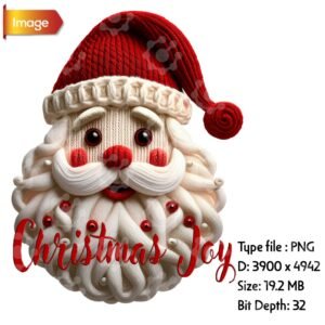 Cute Yarn Style Santa Face PNG