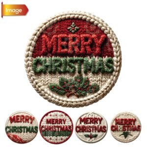 Merry Christmas Knitted Badge