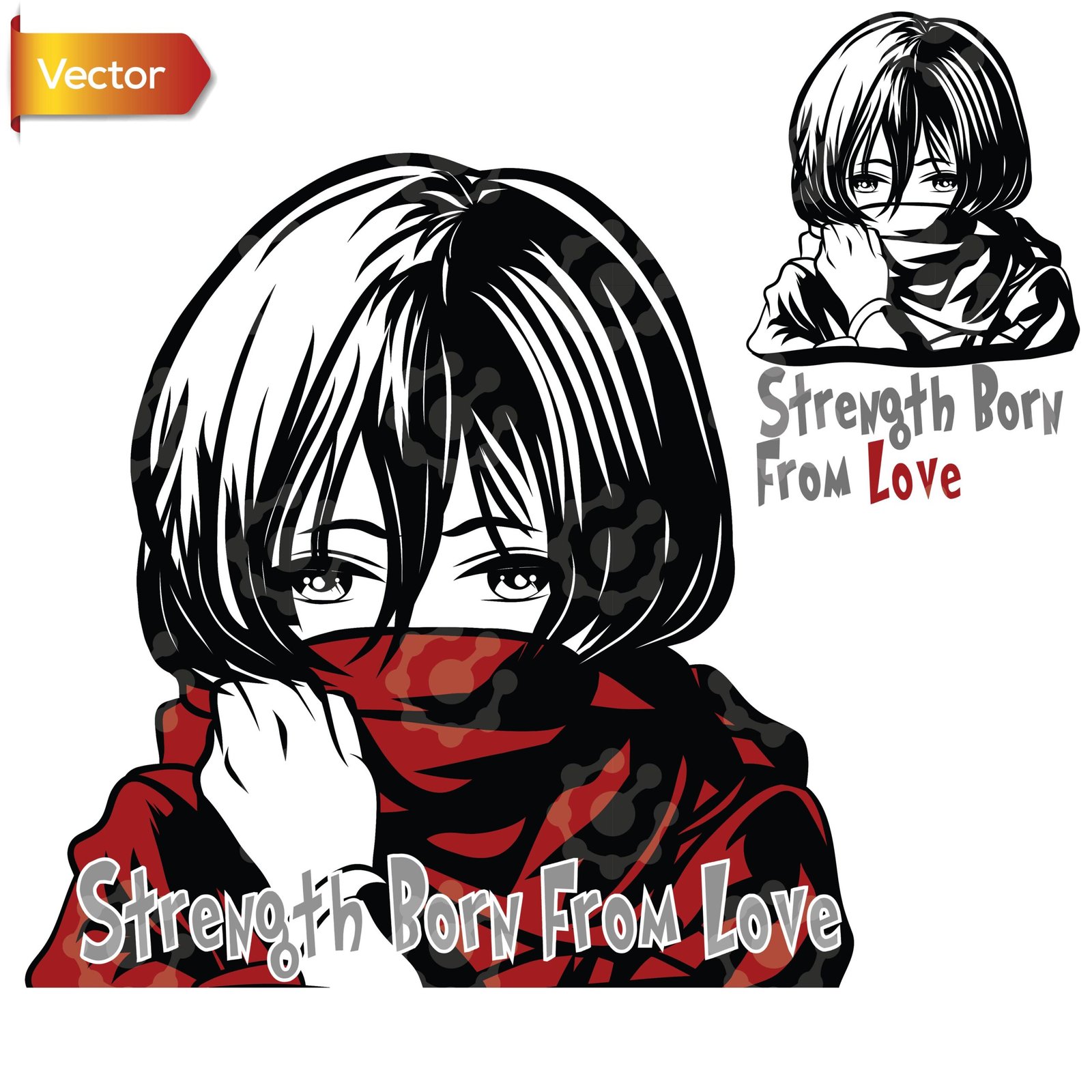 Mikasa Red Scarf Strength Vector