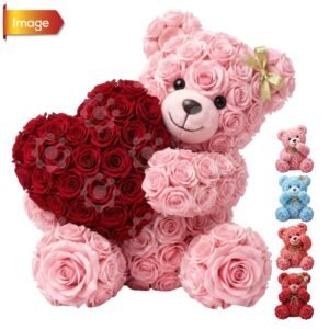Pink Rose Bear Heart PNG