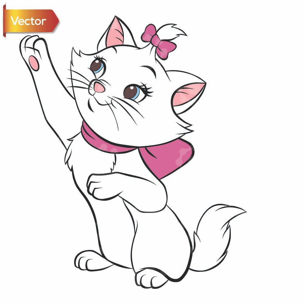 Cute Marie White Vector Cat