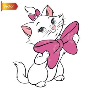 Cute Marie Cat Pink Bow | Vector