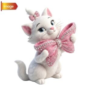 Knitted Marie Cat With Bow