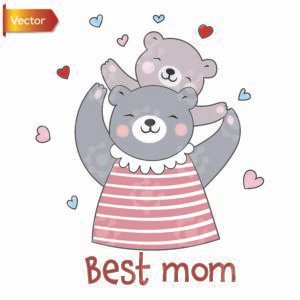 Cute Best Mom Bear | Vector