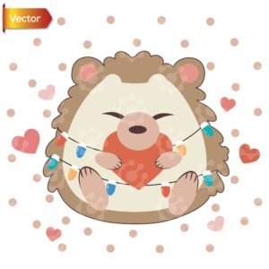 Hedgehog Holding Red Heart | Vector