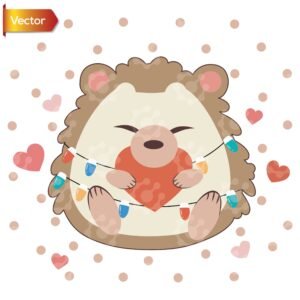 Hedgehog Holding Red Heart | Vector