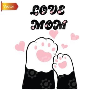 Love Mom Cat Paws | Vector