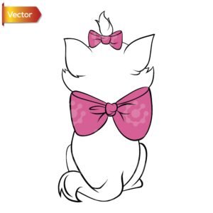Kitten Marie Pink Bow | Vector