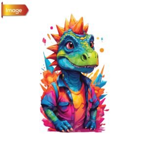 Colorful Dinosaur Neon Splash