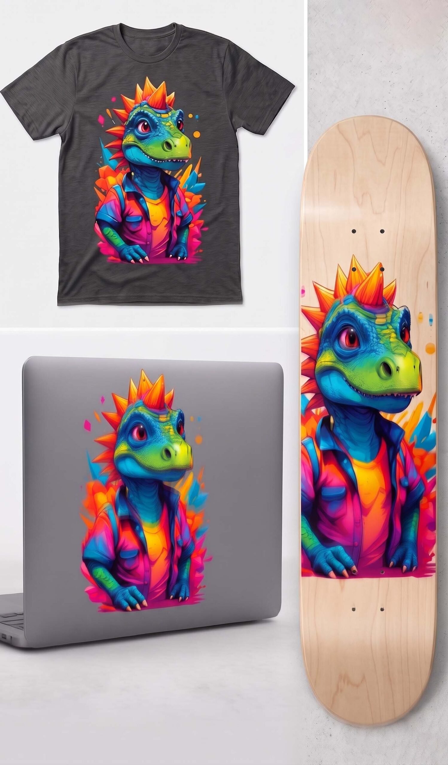 Colorful Dinosaur Neon Splash - Image 2