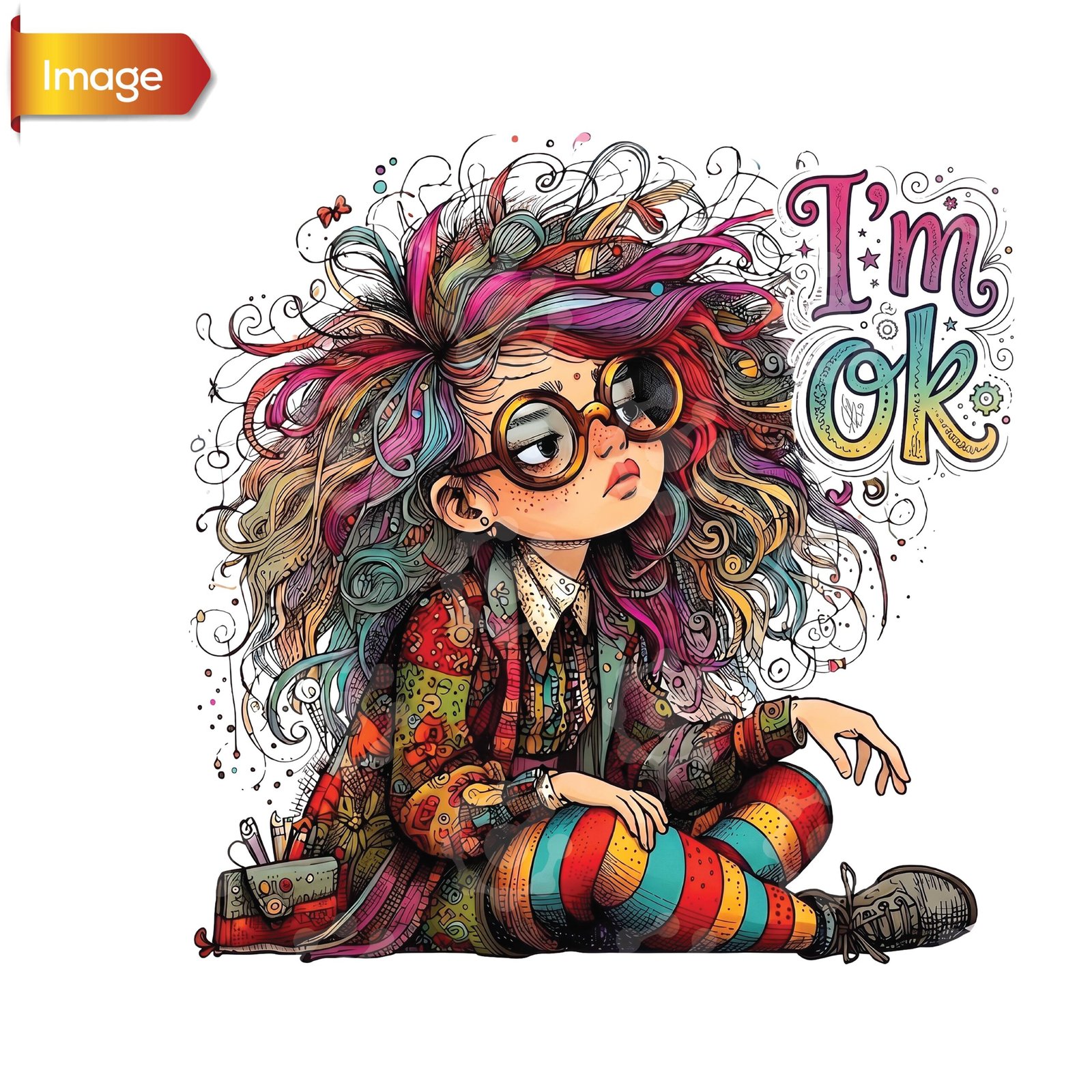 Colorful Quirky Girl Illustration