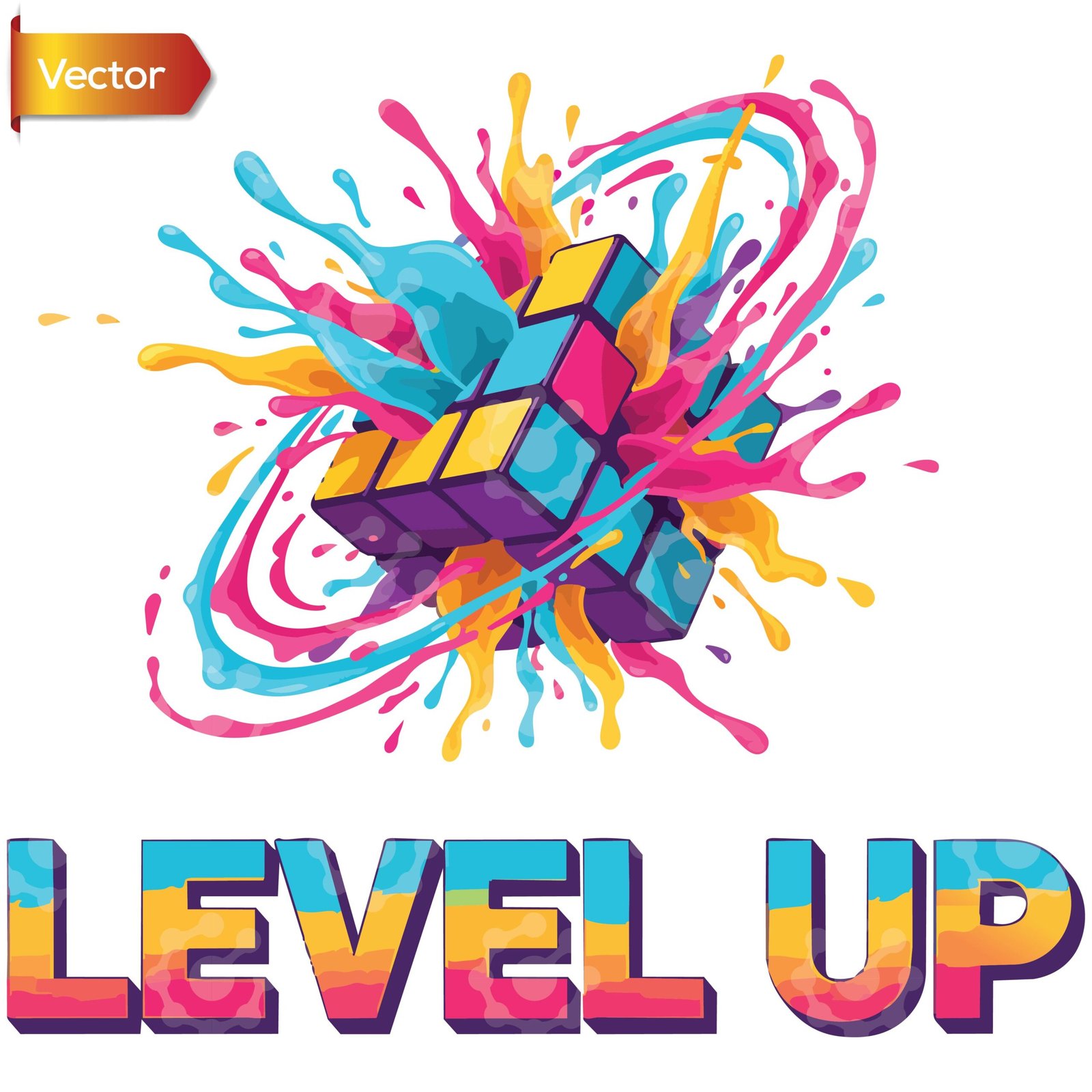 Level Up Cube | Vector - Image 2