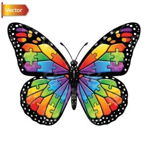 Rainbow Puzzle Butterfly Art