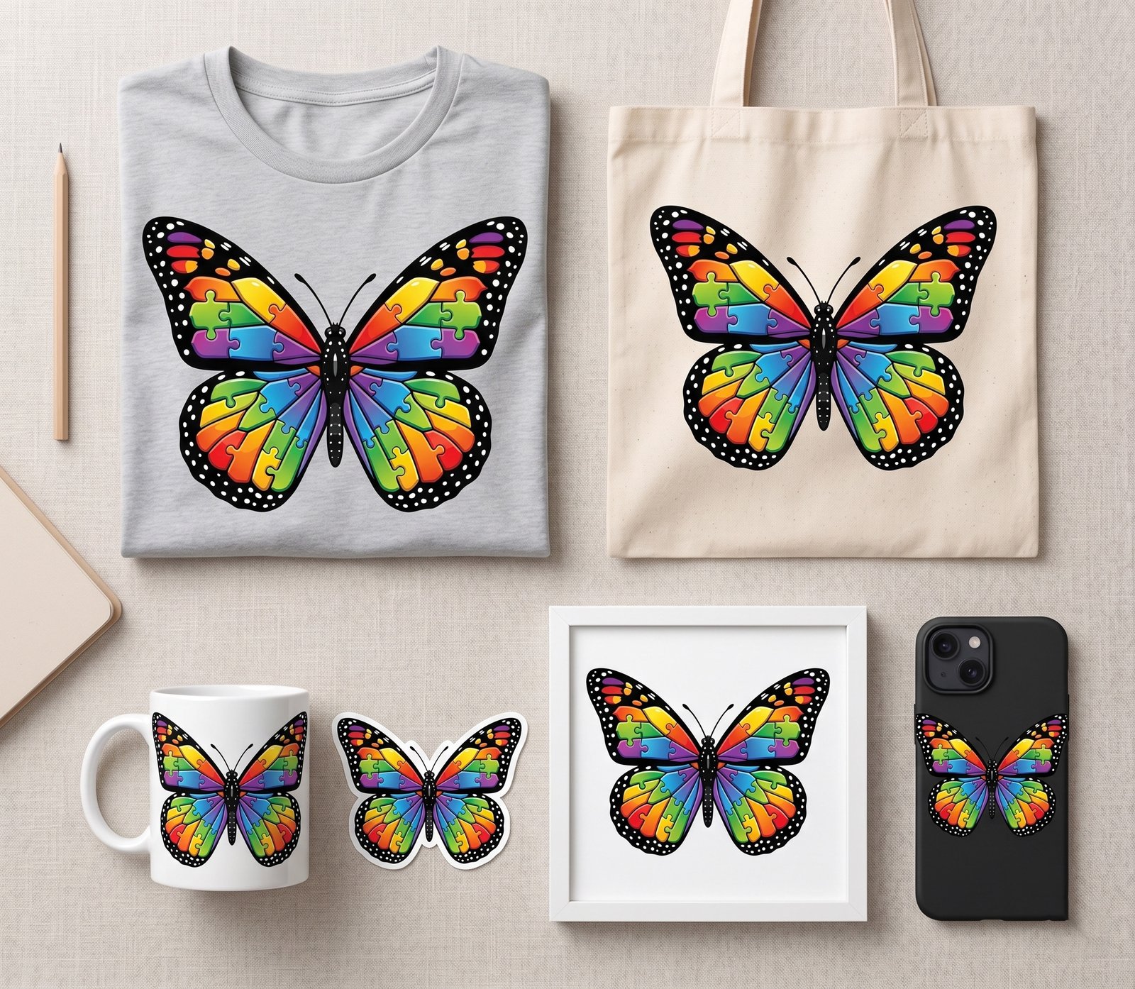 Rainbow Puzzle Butterfly Art - Image 2