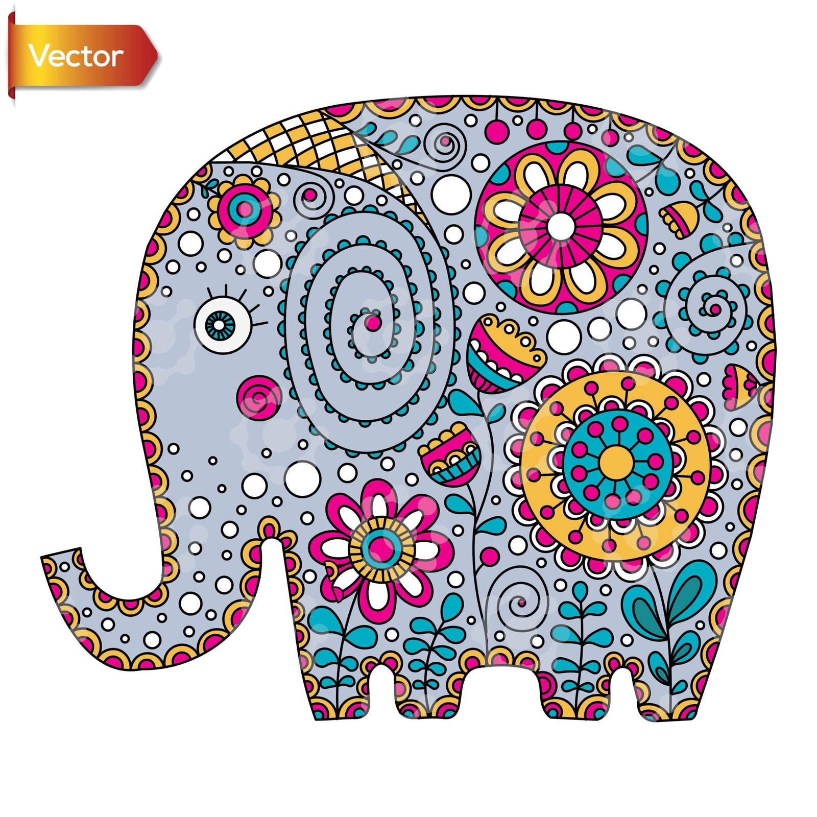 Colorful Whimsical Elephant Design