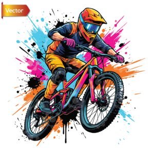 Colorful Mountain Bike Jump